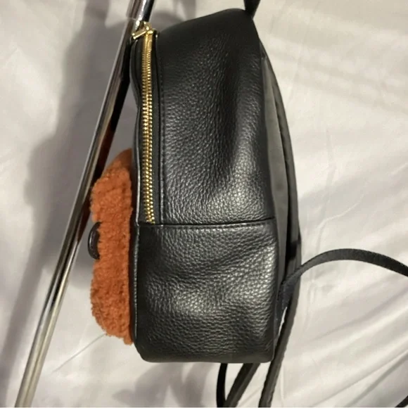 SOLD………..Coach Black Leather Mini Backpack with Brown Shearling EUC - Picture 9 of 15